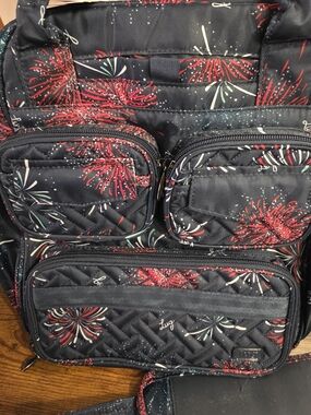 lug Quilted Navy with Red, White & Blue  Fireworks Detail. NWT